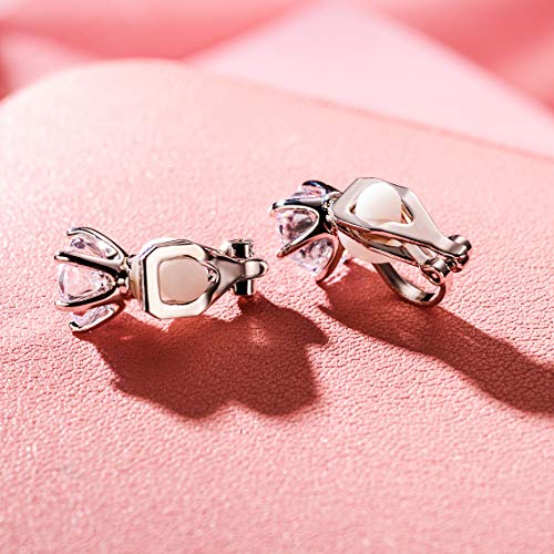 Clip on Earrings Women, 14K Gold Hoop Clip-On Earrings for Women, Hypoallergenic Non Pierced Croissant Earrings - color: White Gold