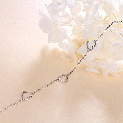 Anklet for Women 925 Sterling Silver Foot Adjustable Ankle Bracelet Jewelry - style: Heart