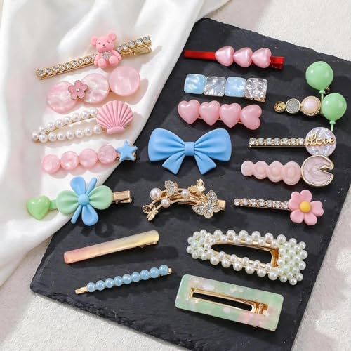 20 Pcs Assorted Hair Clips Set with Jewelry Jar, Fashion Hair Accessories for Everyday Wear & Special Events, Ideal Birthday Gift for Women