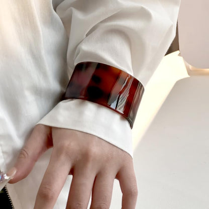 Colorful Chunky Bracelet for Women Leopard Print Wrap Acrylic Resin Bangle Bracelet Wide Open Geometric Cuff Bracelet Wide Cuff Bangle Jewelry - color: red1