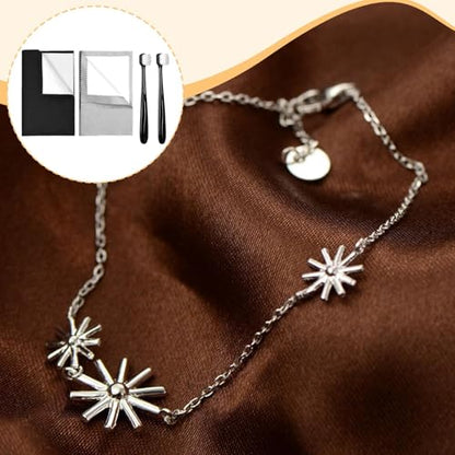 Yiju 2 Pieces Jewelry Cleaning Cloth Silver Cleaning Cloth Kit Silver Jewellery Cleaner Kit Double Sided Use Multifunctional with 2 Brush Flannel PP, Black and Light Gray - color: Black and Light Gray