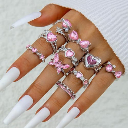 Gold Rings for Women Non Tarnish Stackable Rhinestone Moon Star Rings Dainty Stacking Pearl Butterfly Midi Pinky Thumb Joint Finger Knuckle Ring Set Gold Non Tarnish Jewelry Gifts Trendy Stuff - color: P Silver Bow Rings 10Pcs