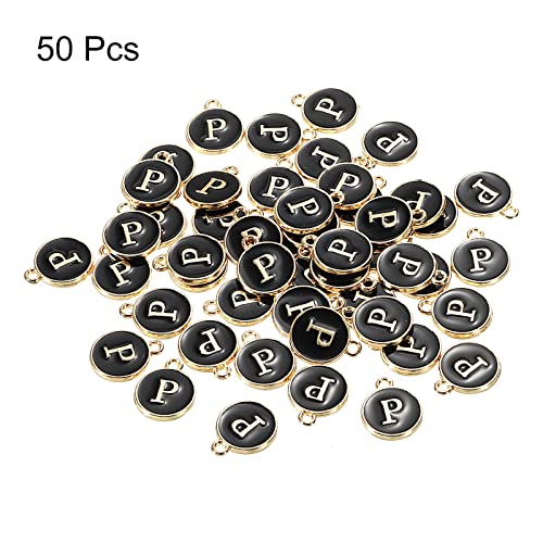 MECCANIXITY Alphabet Letter Charm Double Sided Alphabet Pendant, for Earring Jewelry Making - style: P