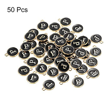 MECCANIXITY Alphabet Letter Charm Double Sided Alphabet Pendant, for Earring Jewelry Making - style: P