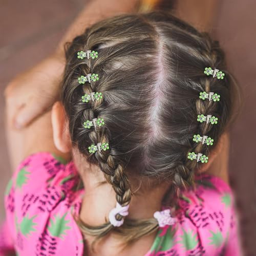 ANBALA 65PCS Mini Flower Hair Clips with Rhinestone Mini Glitter Teeth Rhinestone Flower Hair Accessories No-Slip Grip Metal Jaw Clamps for Girls Women (Silver-Green Crystal) - color: Green