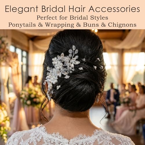 9 pcs Wedding Hair Accessories Bridal Hair Pins Silver Rhinestone with Pearls Hair Pieces for Brides Women Girls (Sliver White) - color: Sliver White