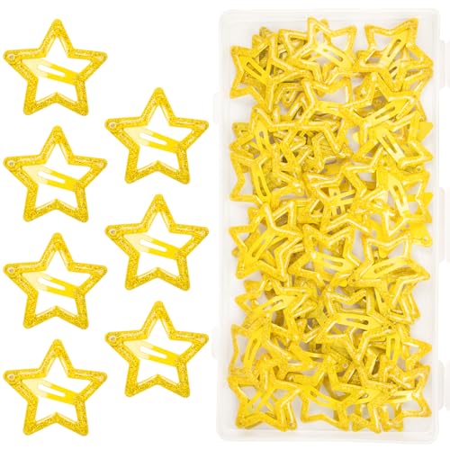 70 Pcs Metal Glitter Snap Hair Clips for Women,Small Snap Barrettes for Women Girls Thick Fine Hair (Yellow) - color: Yellow