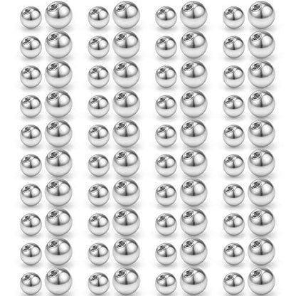 60-80PCS 316L Surgical Steel Replacement Balls Body Jewelry Piercing Barbell Parts 16G 14G Women Men - color: 80pcs 14G 4mm & 5mm -- Silver