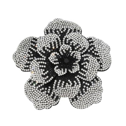 Rhinestone Flower Brooch Pin for Women Men Elegant Sparkly Crystal Camellia Floral Lapel Pins Shawl Dress Suit Clothes Accessories Wedding Party Fashion Jewelry 105mm - color: White Black