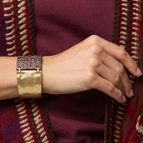 Leather Bracelet for Women Black Leather Golden Bracelet Bangle Chunky Leather Wrap Bracelet for Women Statement Jewelry Gift - style: Leather Bracelet