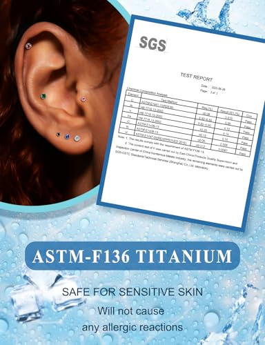 20G 18G 16G Astm F136 Titanium Threadless Flat Back Earrings Nose Studs Tragus Helix Conch Cartilage Lobe Earrings Medusa Labret Snake Bite Monroe Lip Ring Piercing Jewelry For Women Men - size: 18G-6MM Bar-CZ 4MM