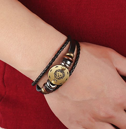 Punk Alloy Leather Bracelet for Constellation Braided Rope Bracelet Bangle - style: Leo