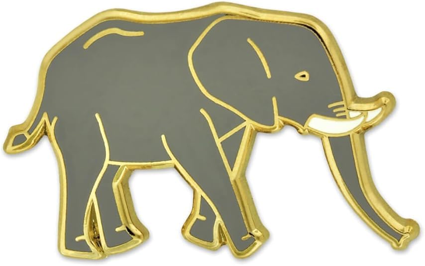 PinMart Wild Animal Enamel Lapel Pin - color: Grey Elephant, size: 1 Piece