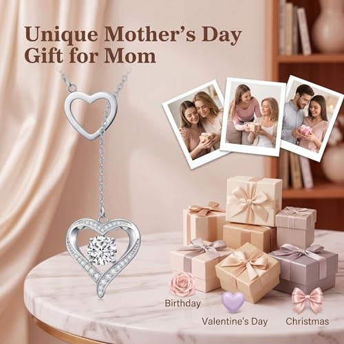YYB Y Necklace Infinity/Heart/Cross/Faith Pendant Lariat Necklace for Women Drop Necklaces Christian Jewelry Birthday Anniversary Mothers Day Gifts for Mom Sister Girlfriend - color: Heart Necklace