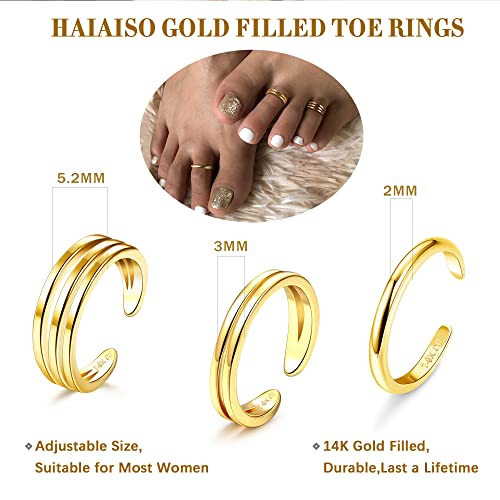 14K Gold Plated Toe Rings for Women | Adjustable Thin Toe Ring, Minimalist Open Band, Summer Beach Foot Jewelry - color: 1 Row Gold
