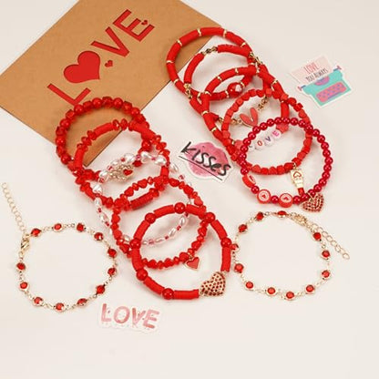 Twinfree Bohemia Beaded Bracelet for Women, Polymer Clay Stretch Bracelets - color: color 52