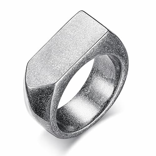 MYNENEY Stainless Steel Square Shape Signet for Men Statement Ring - color: Arrow Retro