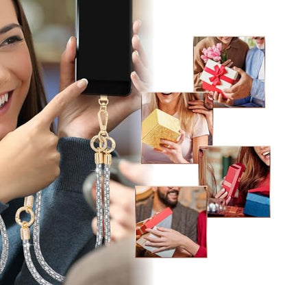 Crystal Phone Strap Crossbody Rhinestone Anti Theft Layered Strap Crossbody Cell Phone Neck for Women (Clear) - color: Clear