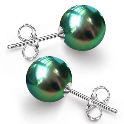 Pearl Stud Earrings Multicolor Shell Beads Pearl Hypoallergenic Stud Earrings Ocean Shell Pearl Jewelry - color: Green