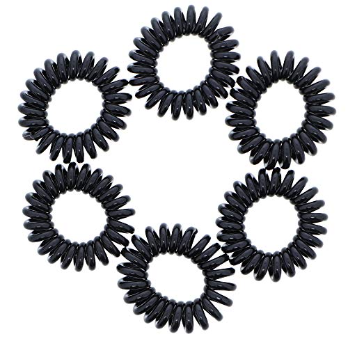 Small Coil Hair Ties For Girls - Set of 6 Black - color: Black