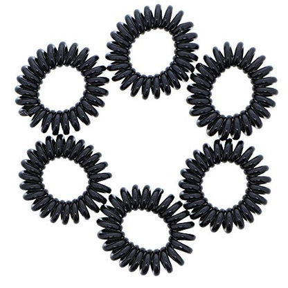 Small Coil Hair Ties For Girls - Set of 6 Black - color: Black