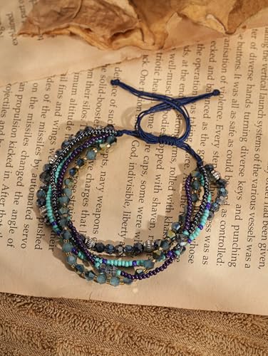 Bohemian Bead Stacked Bracelet, Vintage Multi-Layer Bracelet, Gift for Her - style: Bracelet R21-007