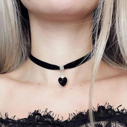 Fesciory Black Necklaces for Women, Adjustable Layered Velvet Leather Lace Collar Necklace, Goth Jewelry Gifts. - color: black