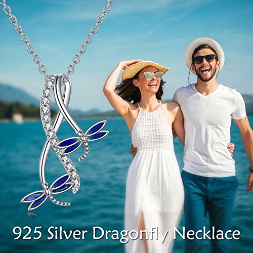 POPLYKE Cross Necklace for Women 925 Sterling Silver Cross Pendant Necklace Animal Jewelry Christmas Gifts for Women Mother Grandma - style: Dragonfly-1