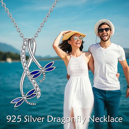 POPLYKE Cross Necklace for Women 925 Sterling Silver Cross Pendant Necklace Animal Jewelry Christmas Gifts for Women Mother Grandma - style: Dragonfly-1