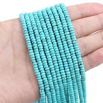BEADIA Natural Blue Turquoise Spacer Beads Caps Rondelle Disk Loose Beads for Beading Jewelry Making 4mmx2mm 38cm - color: Blue Turquoise, size: Rondelle Disk 4mm x 2mm