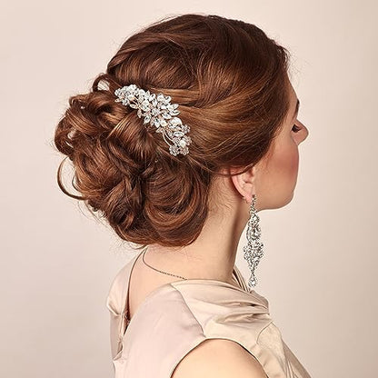 Rose Gold Wedding Hair Comb With Pearls and Crystals Wedding Hair Accessories Bridal Headpiece Or For Parties (Rose God) - color: Rose Gold