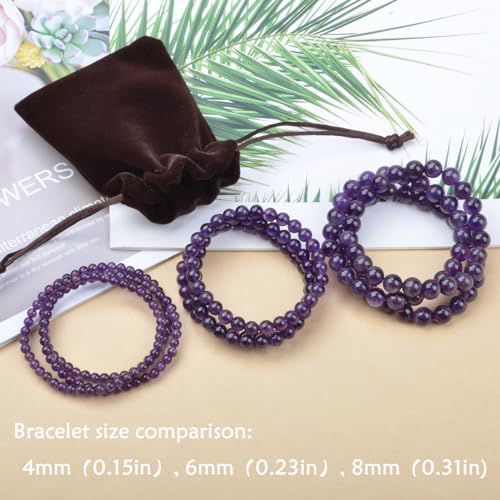Natural Healing Gemstone Bracelet Handmade Yoga Stretch Elastic Bracelet Stress Relief Crystal Jewelry for Men and Women - color: Amethyst (Love Guardian), size: 6mm