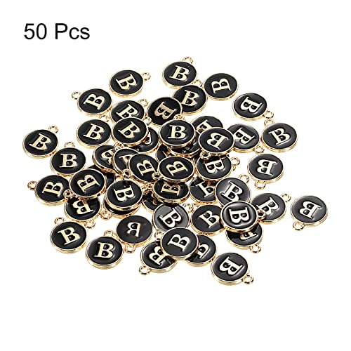 MECCANIXITY Alphabet Letter Charm Double Sided Alphabet Pendant, for Earring Jewelry Making - style: B
