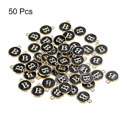 MECCANIXITY Alphabet Letter Charm Double Sided Alphabet Pendant, for Earring Jewelry Making - style: B