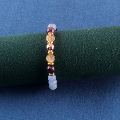KSQS Healing Stone Bead Bracelet for Women, Natural Gemstones Balance Protection Bracelet, Spiritual Crystal Beads Bracelet Anxiety Relief with Meaning Card - color: Strength