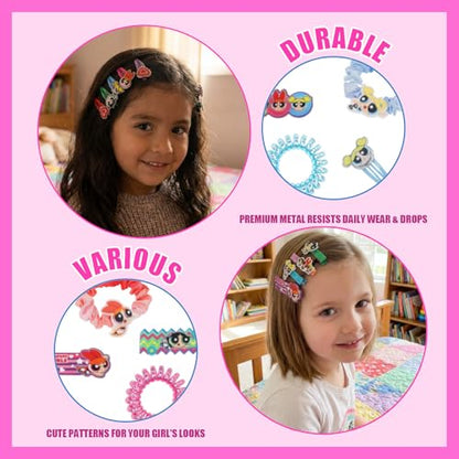Powerpuff Girls Hair Accessories Set with Hair Clips & Bows - color: Powerpuff Girls