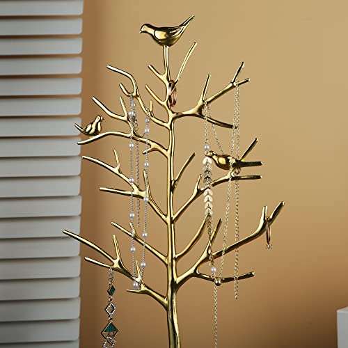 MORE&LESS Branch Jewelry Rack with deer, for Ring Earrings Necklace Bracelet,Suitable for living rooms, bathrooms,offices,etc. - color: C Tree&Deer Wood Tray