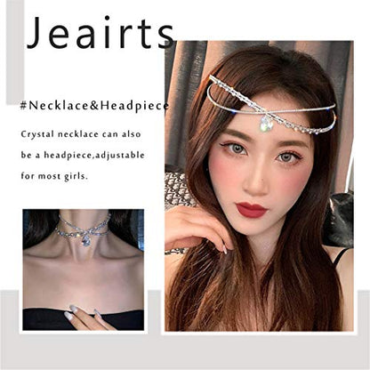 JEAIRTS Rhinestone Choker Necklace Silver Diamond Chain Jewerly for Women | Sparkly Multi-row Crystal Chokers Women's Wedding Prom Formal Jewelry Accessories - color: Style 4