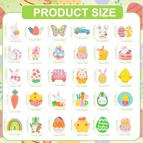 SANNIX 60Pcs Easter Pins, Easter Enamel Lapel Pins Assorted Bunny Eggs Carrot Butterfly Pin Badge Cartoon Backpack Pin Brooches for Clothes Bags Hats Accessories, 30 Styles - style: Easter Pins