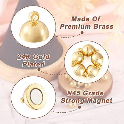 Craftdady 20 Sets 24K Gold Round Magnetic Clasps Magnet Converters Locking Clasps 14.5x8mm for Jewelry Bracelet Necklace Making Hole:1.6mm - color: Gold