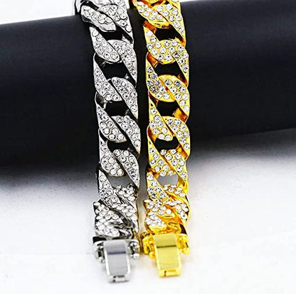 HH BLING EMPIRE 14K Gold and Silver Bracelets Diamond Tennis and Cuban Link Bracelet for Men Women Hip Hop Jewelry - color: 14mm cuban-Gold, size: 7.5"