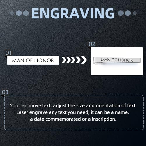 Custom Father Gifts Personalized Tie Clips for Men Custom Tie Bar Clips | Classic Pinch Engraved Text Stainless Steel Tie Bar Dad Personalized Gift Fathers Day - color: SILVER