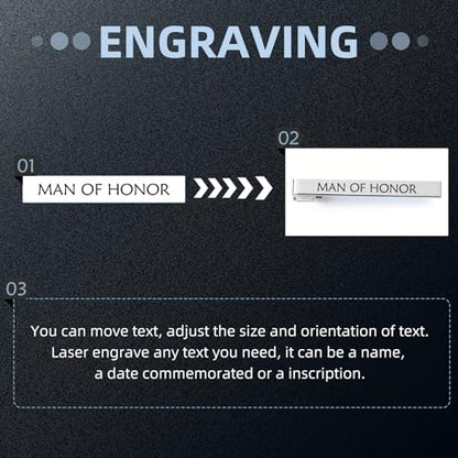 Custom Father Gifts Personalized Tie Clips for Men Custom Tie Bar Clips | Classic Pinch Engraved Text Stainless Steel Tie Bar Dad Personalized Gift Fathers Day - color: SILVER