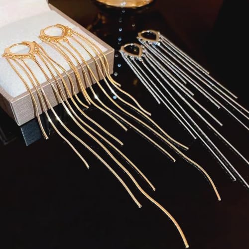 ASOQOLA Long Tassel Dangle Drop Earrings for Woman Tassel Dangling Earrings 925 Silver Chandelie dangling earring for Prom Fashion Jewelry - color: C Gold
