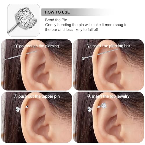 Zolure 18G/20G Flat Back Earrings Stud Threadless Nose Studs Surgical Steel Push in Earrings Tragus Cartilage Labret Helix Lip Conch Medusa Piercing Jewelry - color: 20G Gold #3