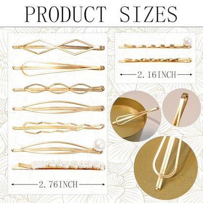 18 PCS Metal Geometric Elegant Hair Barrette Set Hair Styling Pins Women Girls Preppy Pearls Hair Clips Bridal Minimalist Bobby Pins Dainty Hair Accessories(Gold & Silver) - color: Gold & Silver