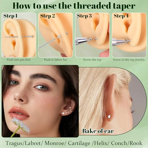 16G 18G 12Pcs Flat Back Stud Earrings 316L Surgical Steel Internally Threaded Stud for Women Tragus Labret Monroe Cartilage Helix Conch Studs Hypoallergenic Nose Stud Piercing Jewelry - color: Silver, size: 16G