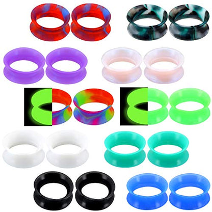 OUFER 20PCS Soft Silicone Ear Gauges Marble Pearlized Flesh Tunnels Plugs Stretchers Expander Double Flared Flesh Tunnels Ear Piercing Jewelry - color: 3/4"(20mm)
