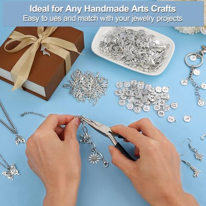 Modacraft 254 Pcs Silver Charms for Jewelry Making with Alphabet Letters | Wholesale Bulk Tibetan Silver Charm Pendants for Bracelet Necklace DIY Crafting - style: Sliver Charm & Letter Charms-254 Pcs