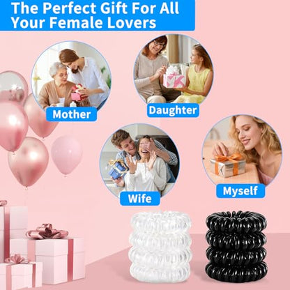 8PCS Spiral Hair Ties for Women, 1.57 Inch (4 cm) Diameter | No Damage, Creaseless Ponytail Holders for Thick and Thin Hair - Dent-Free Coil Design, Phone Cord Style